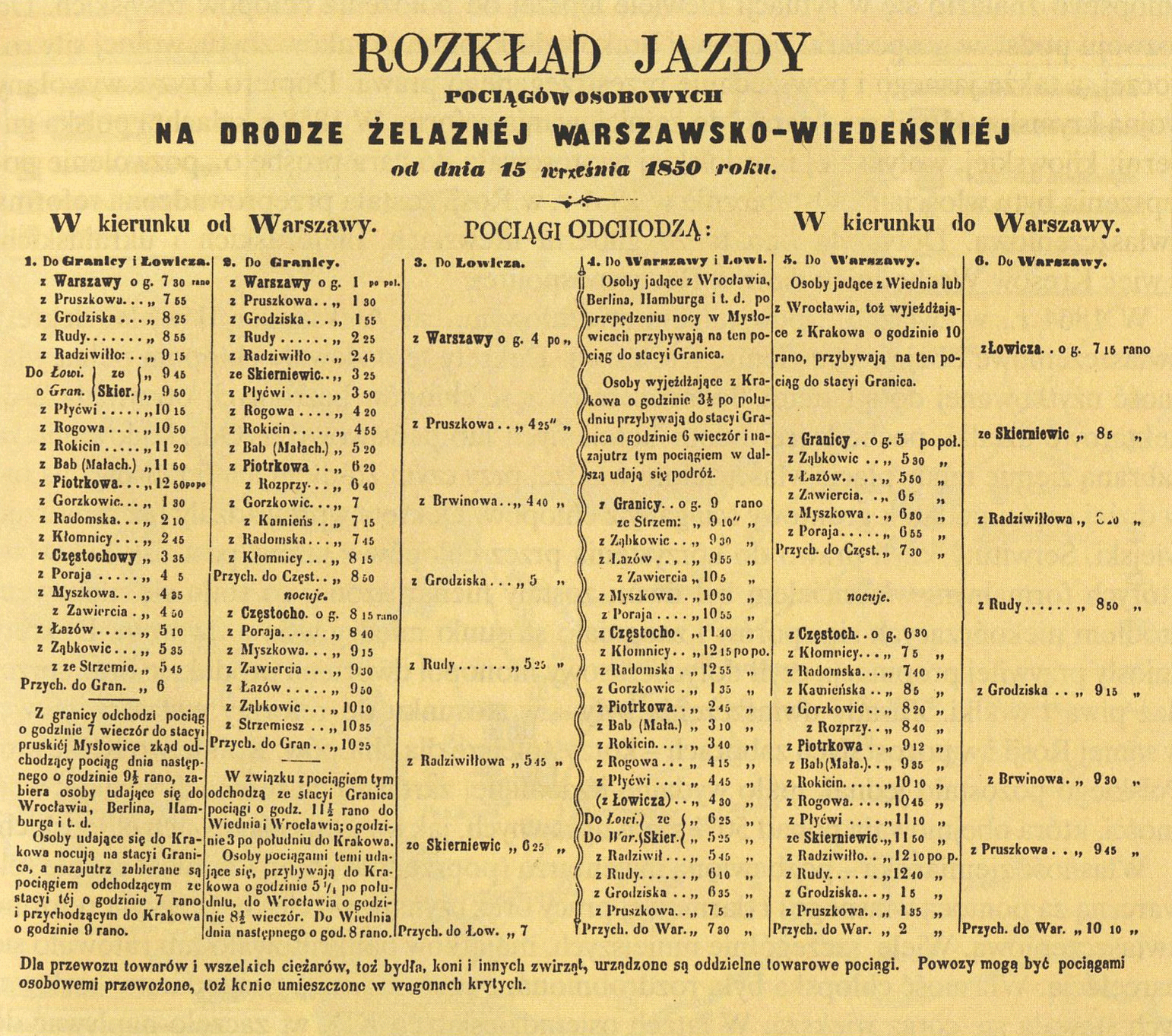Kolej Warszawsko-Wiedeńska 1850 rozkład jazdy.gif