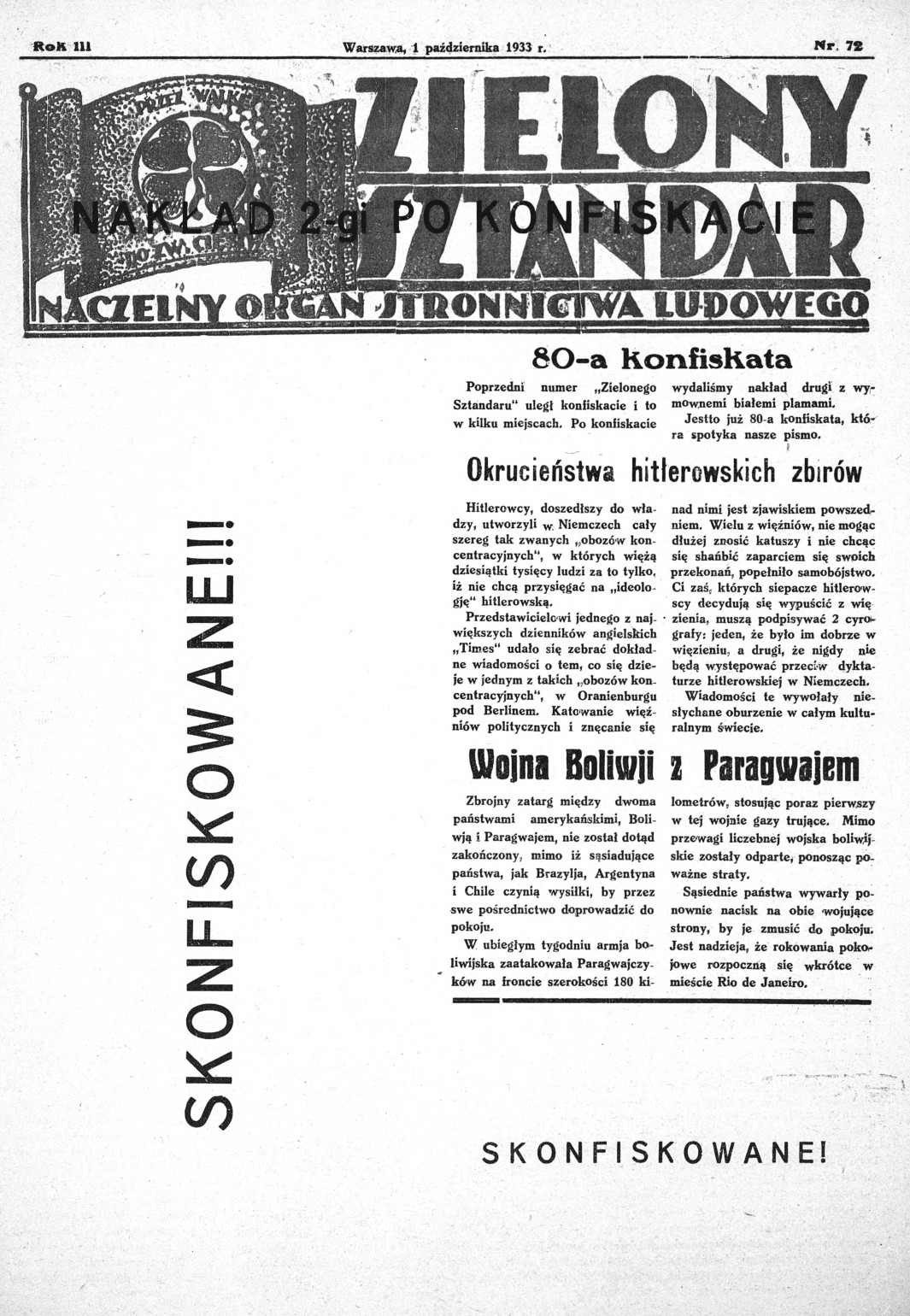 Zielony sztandar 1 października 1933 numer 72 Rok III.jpg