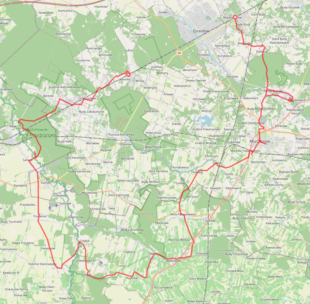 Trasa wycieczki Sucha Żyrardowska Międzyborów.png